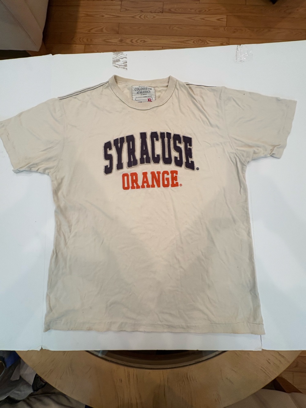 Vintage Syracuse Orange Crewneck Short Sleeve Tee - Cream-XL-embroidered letters